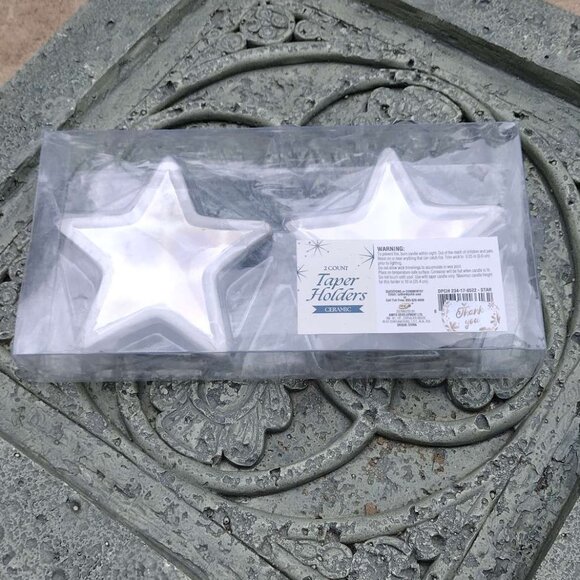 Target Bullseye 2 pk Ceramic Iridescent Taper star -Shaped Candle Holders NEW - Picture 4 of 6
